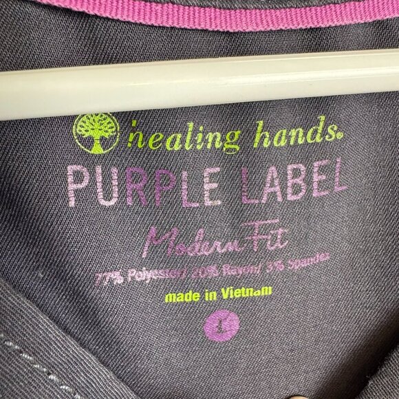 Purple Label Healing Hands grey Jordan scrub top size womens large N15 - Picture 6 of 7